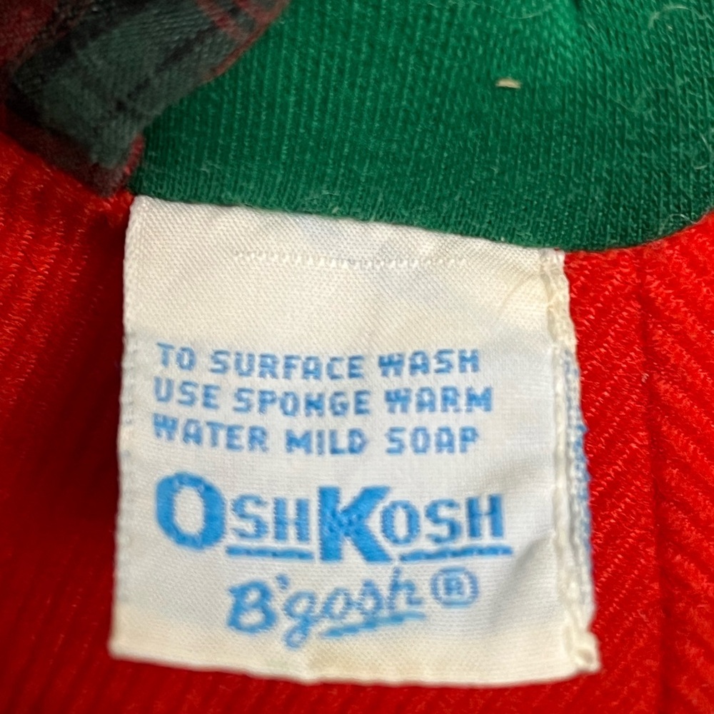 Vintage OshKosh B'gosh Teddy Bear with Holiday Red Overalls Eden Toys - Picture 11 of 14